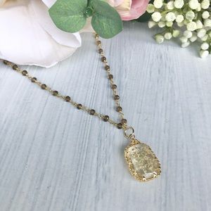 Beautiful flower resin rosary necklace